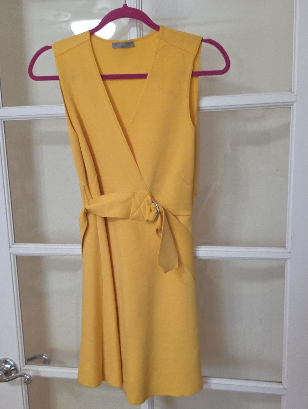 Vintage Zara Sleeveless Yellow Scuba Dress Medium
